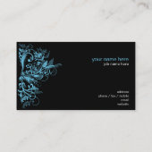 Eleganter Retro Tamala Türkis-Blumen-Wirbel Visitenkarte (Rückseite)