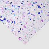Eleganter Retro Terrazzo-lila blaues weißes Muster Seidenpapier (Ausschnitt)