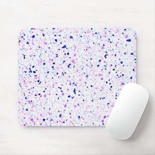 Eleganter Retro Terrazzo-lila weißes Muster Mousepad (Mit Mouse)