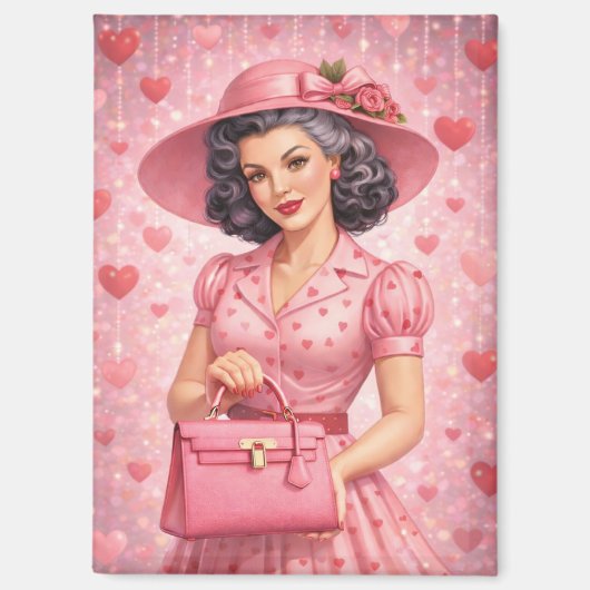 Eleganter Retro-Valentinsmagnet Magnet (Vorderseite)