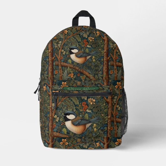 Eleganter Retro-Waldvogel  Bedruckter Rucksack (Vorderseite)