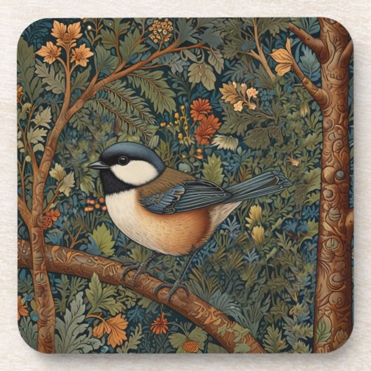 Eleganter Retro-Waldvogel  Getränkeuntersetzer (Vorderseite)