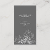 Eleganter Retro weißer Blumen-Wirbel dunkelgrau Visitenkarte (Rückseite)