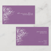 Eleganter Retro weißer Blumen-Wirbels-Lavendel Visitenkarte (Vorne/Hinten)