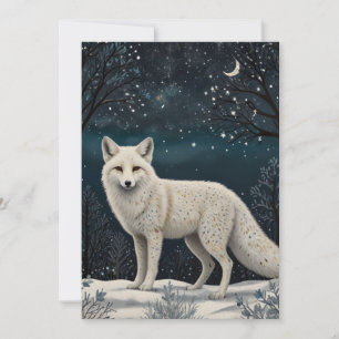 Eleganter retro weißer Winterfuchs Feiertagskarte