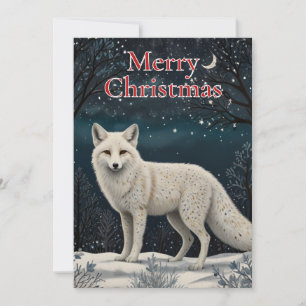 Eleganter Retro-Weißer Winterfuchs Feiertagskarte