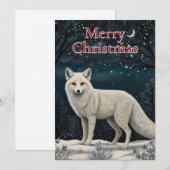 Eleganter Retro-Weißer Winterfuchs Feiertagskarte (Vorne/Hinten)