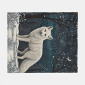 Eleganter retro weißer Winterfuchs Fleecedecke (Vorderseite (Horizontal))