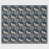 Eleganter retro weißer Winterfuchs funkelnde Schne Geschenkpapier (Flach)
