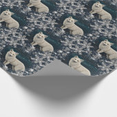Eleganter retro weißer Winterfuchs funkelnde Schne Geschenkpapier (Ecke)