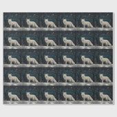 Eleganter Retro-Weißer Winterfuchs Geschenkpapier (Flach)