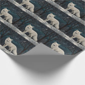 Eleganter Retro-Weißer Winterfuchs Geschenkpapier (Ecke)