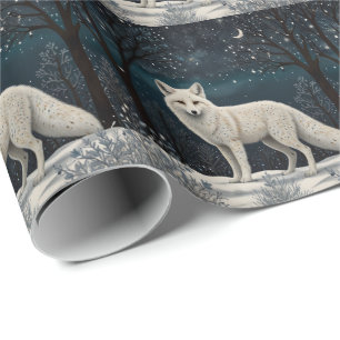Eleganter Retro-Weißer Winterfuchs Geschenkpapier