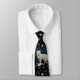 Eleganter Retro-Weißer Winterfuchs Krawatte