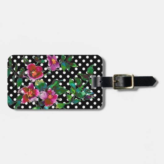 Eleganter Retropinke magenta Aquarellfarben Rose p Gepäckanhänger (Vorderseite horizontal)