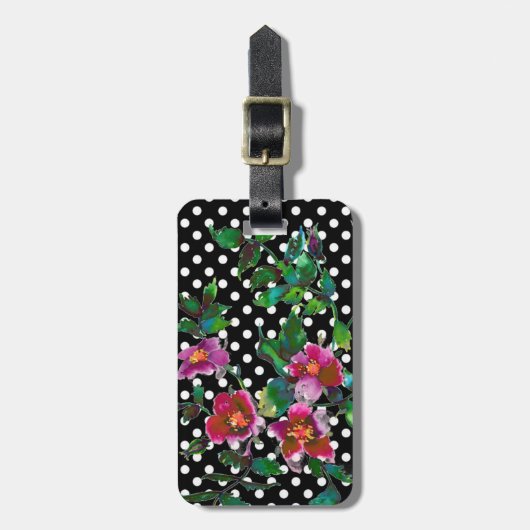 Eleganter Retropinke magenta Aquarellfarben Rose p Gepäckanhänger (Vorderseite vertikal)