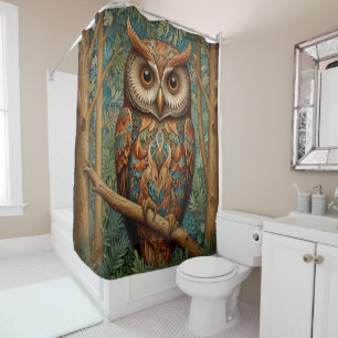 Eleganter Retrouschus boho bohemianischer Wald grü Duschvorhang