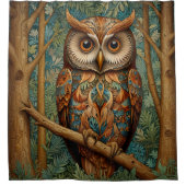 Eleganter Retrouschus boho bohemianischer Wald grü Duschvorhang (Vorderseite)