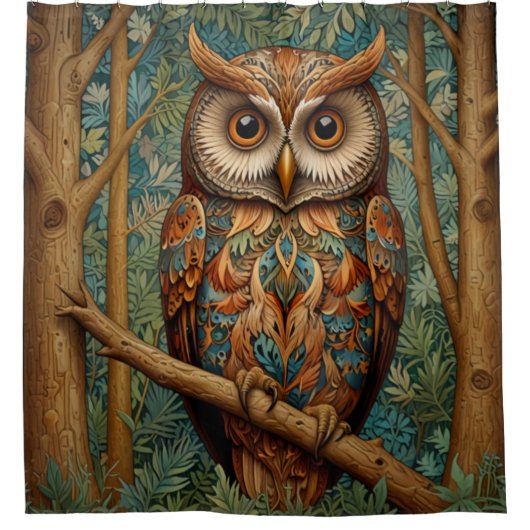 Eleganter Retrouschus boho bohemianischer Wald grü Duschvorhang (Vorderseite)