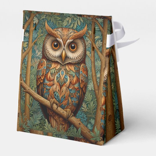 Eleganter Retrouschus boho bohemianischer Wald grü Geschenkschachtel (Rückseite)