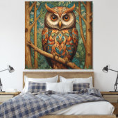 Eleganter Retrouschus boho bohemianischer Wald grü Leinwanddruck (Insitu (Schlafzimmer))