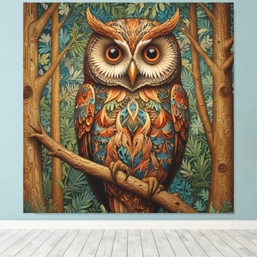 Eleganter Retrouschus boho bohemianischer Wald grü Leinwanddruck (Insitu (Holzboden))