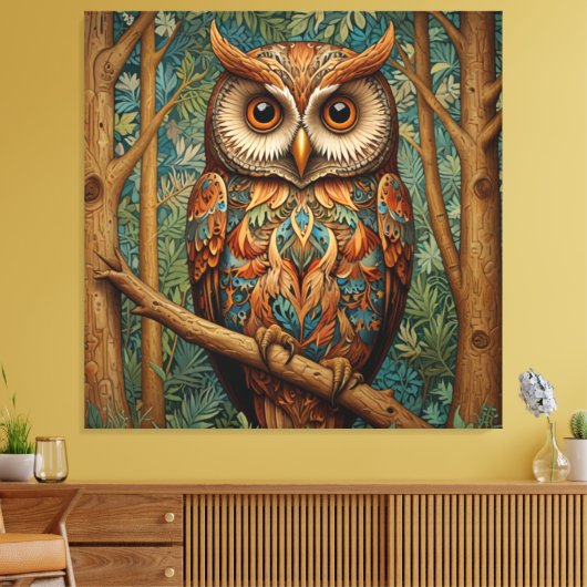 Eleganter Retrouschus boho bohemianischer Wald grü Leinwanddruck (Insitu (Wohnzimmer))