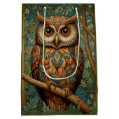 Eleganter Retrouschus boho bohemianischer Wald grü Mittlere Geschenktüte (Rückseite)