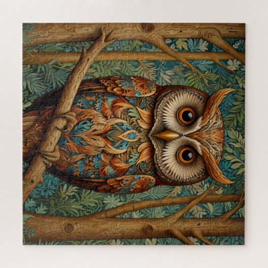 Eleganter Retrouschus boho bohemianischer Wald grü Puzzle (Horizontal)