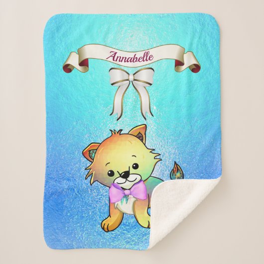 Eleganter Ribbon Cartoon Tiger Name Personalize Sherpadecke (Vorderseite)