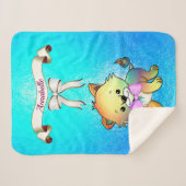 Eleganter Ribbon Cartoon Tiger Name Personalize Sherpadecke (Vorderseite (Horizontal))