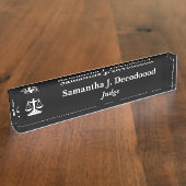 Eleganter Richter Black Desk Namplate Namensplakette (Seite)