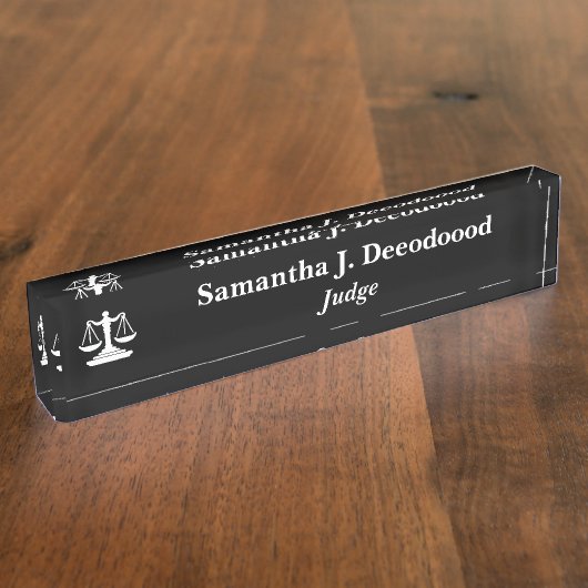 Eleganter Richter Black Desk Namplate Namensplakette (Seite)