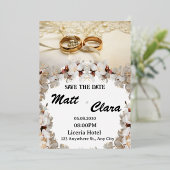 Eleganter Ring Hochzeitsfeier Folieneinladung (Stehend vorne)