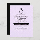 Eleganter Ring Lila & Black Bachelorette Einladung (Vorne/Hinten)