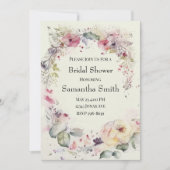 Eleganter Ring von Blume Aquarell Brautparty Einladung (Vorderseite)