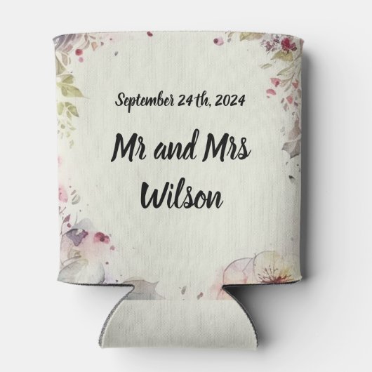 Eleganter Ring von Blume Wasserfarbe Dosenkühler (Rückseite)