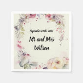 Eleganter Ring von Blume Wasserfarbe Napkins Serviette (Vorderseite)