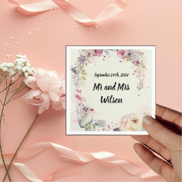 Eleganter Ring von Blume Wasserfarbe Napkins Serviette