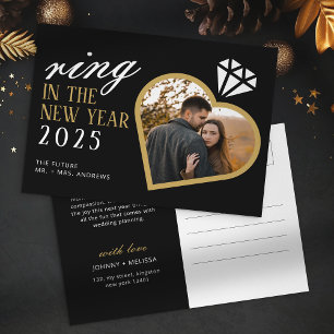 Eleganter Ring zum neuen Jahr Verlobung Weihnachte Feiertagspostkarte