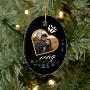 Eleganter Ring zum neuen Jahr Verlobung Weihnachte Keramik Ornament