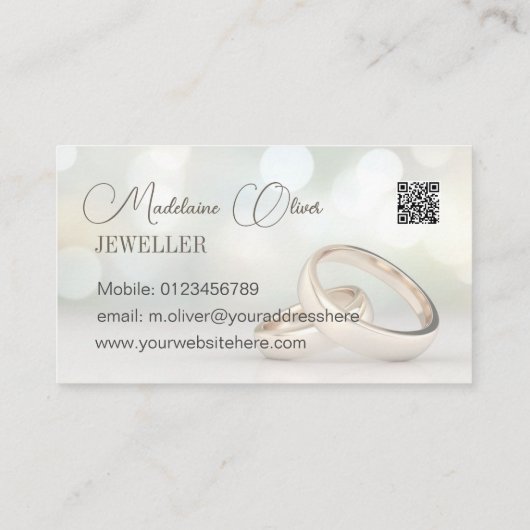 Eleganter Rings QR Beruflich Events Jeweler Visitenkarte (Rückseite)