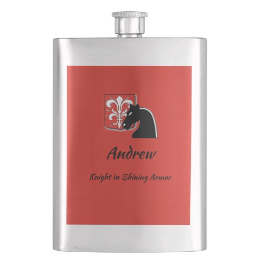 Eleganter Ritter in leuchtender Rüstung Flachmann (Vorderseite)