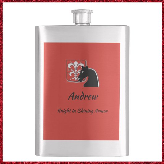 Eleganter Ritter in leuchtender Rüstung Flachmann