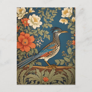 Eleganter Roadrunner Bird William Morris Inspirier Postkarte