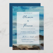 Eleganter Rocky Ocean Mist Seafront Beach Hochzeit Einladung (Vorne/Hinten)