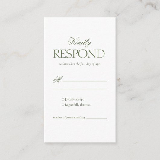 Eleganter Rokoko BlumenWedding RSVP Begleitkarte (Vorderseite)