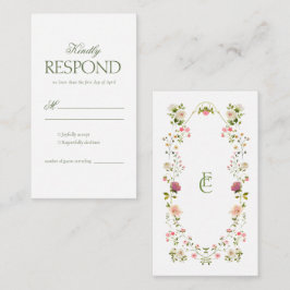 Eleganter Rokoko BlumenWedding RSVP Begleitkarte