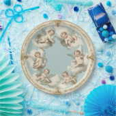 Eleganter Rokoko Cherub Cloud Blue Paper Plate Pappteller (Party)