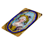 ELEGANTER ROKOKO LADY PORTRATRAIN MIT PINKROSEN MAGNET (Linke Seite)